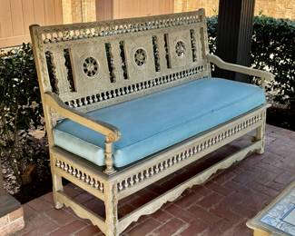 Antique hand carved Moorish bench