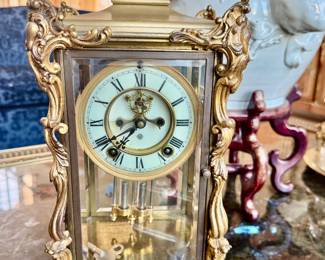 Ansonia Brass, Bronze & Crystal Clock C1890