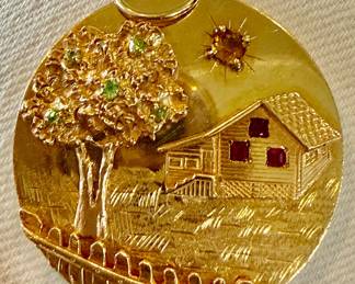 Massive HOME SWEET HOME 14K heavy pendant circa 1960s