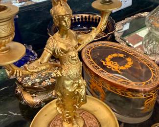 Antique Rare Pair of Bronze Candlesticks Greek Goddesses Barbedienne 19th C