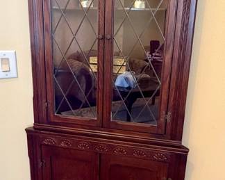 Jaycee “Old Charm” Oak Corner Display Cabinet