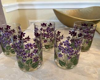 Beautiful violet covered glass tumblers