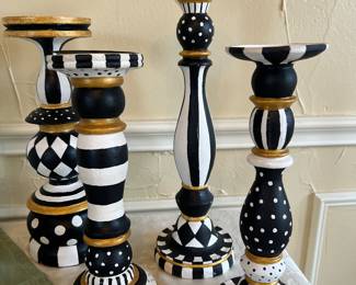 These candlesticks were hand-painted to look like Mackenzie child’s designs