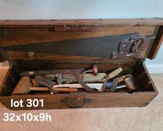 Antique toolbox and tools