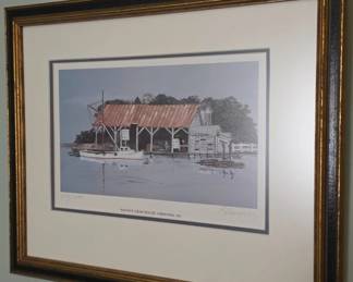 Print of painting by local artist of "Payne s Crab House, Urbanna, Virginia"