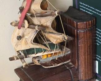 Vintage pair of ship bookends