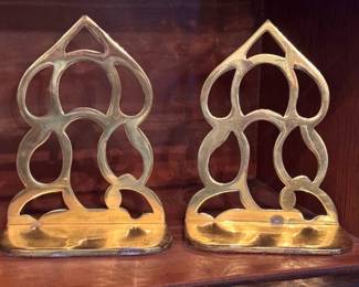 Set of brass bookends