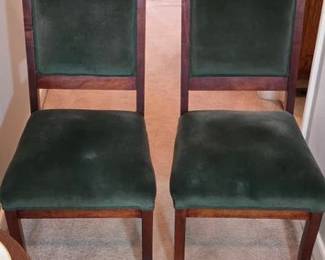 Pair of green upholstered Eastlake chairs