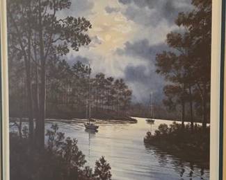 Framed Franklin Saye print "Silent Cove" on Wilton Creek