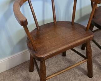 Pair of antique barrel back children's chairs