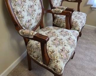 Pair of Victorian style upholstered chairs