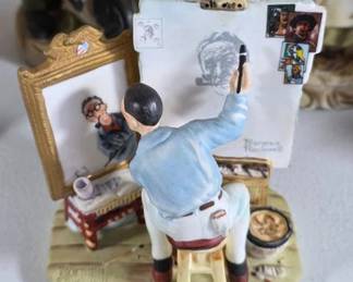 Gorham figurine inspired by Norman Rockwell's 'Saturday Evening Post' cover art, "Triple Self Portrait"