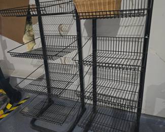 Free standing shelves with removable baskets