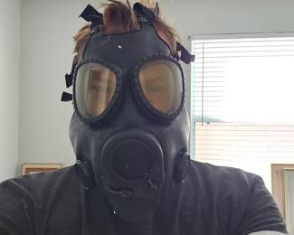 Cool gas mask in green bag