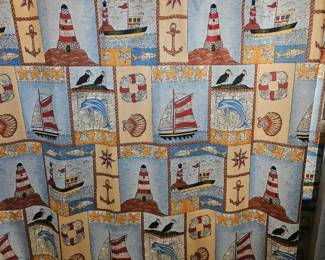 Light house shower curtain and hooks $10
