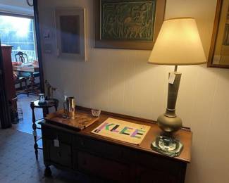 Credenza with MCM items
