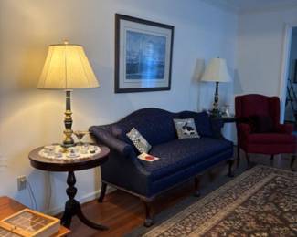 Formal sofa, rug and other furniture