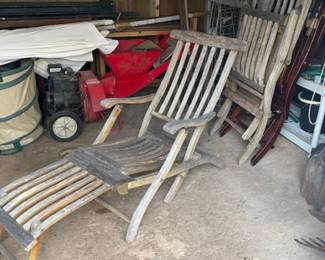 Three teak deck chairs