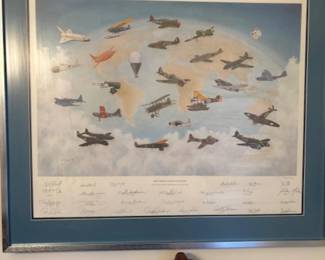 Great aviation poster with original signatures