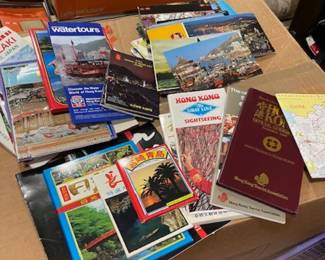 Travel brochures and postcards