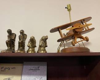 Cool plane lamp, brass bookends