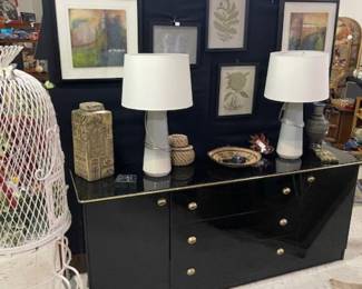 Modern gold and black dressers art and accessories