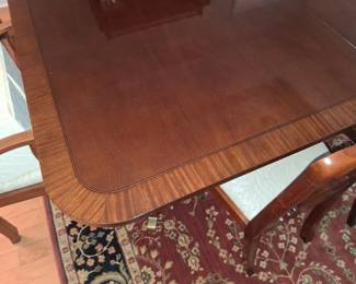 Inlaid Double Pedestal Dining Table With Two Leaves 