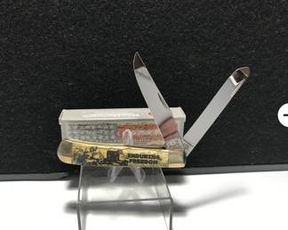 Case Trapper Antique Bone Handle Enduring Freedom
Case 8 dot USA 6254 SS Honoring Veterans of Afghanistan War Measures: 4" long Blades: 2 SS Badge: none etched Enduring Freedom Box: original.
