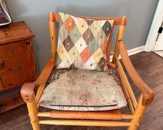 unique leather arm chair (Scirocco Safari???). Needs one arm repaired 