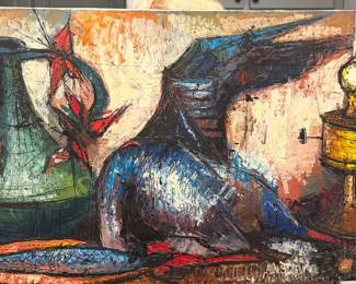 Large MCM original painting by French artist Didier Grandt