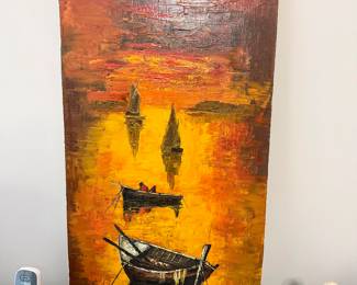 Signed painting of ships by Luc Verger