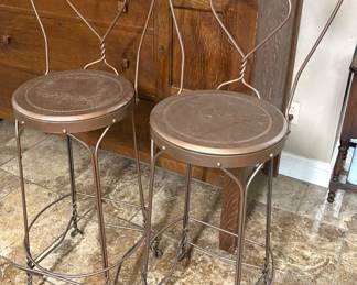 PAIR OF TALL METAL SODA FOUNTAIN CHAIRS