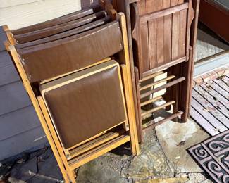 VERY NICE VINTAGE PADDED WOODEN CHAIRS.