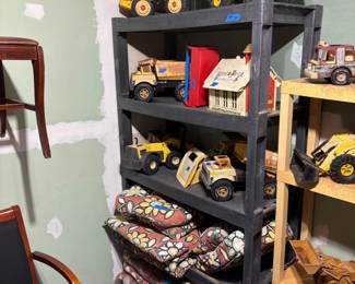 WE HAVE A NICE COLLECTION OF VINTAGE STEEL TONKA TRUCKS.