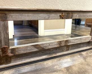 SWEET LARGE WESTERN WOODEN MIRROR.