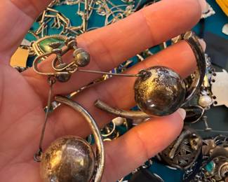 Sterling Vintage Artsy Earrings  - Very MOD