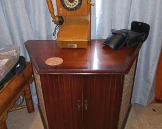 Vintage cabinet, phone
