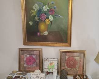 Original art, decor, vintage belt buckles, crosses