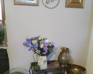 Decor, small stands, brass, Japanese brass