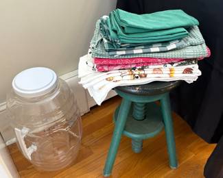Vintage Piano Stool & Linens