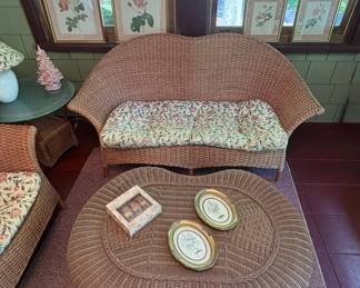 Wicker Loveseat & Coffee Table