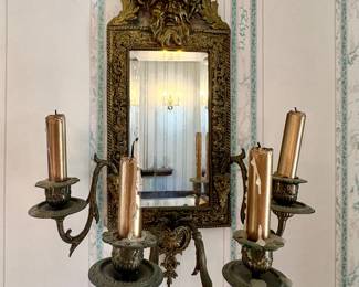 Vintage Neoclassical Mirror Candelabras