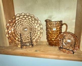 3 PCS. PINK INDIANA GLASS "WHITEHALL"