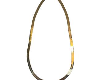 14K Gold 1980s Flat Herringbone Chain Necklace 12.5g Jewelry