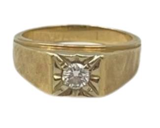 14K Gold Mens Diamond Ring ~1/2 Carat 11.3g Jewelry Sz 12.5-13