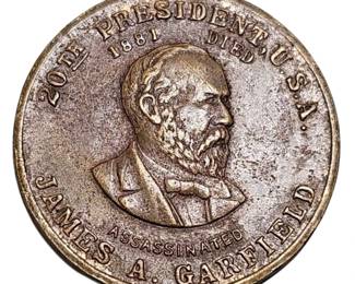 c1915 President Garfield Commemorative Token Coin Copper Scovill
