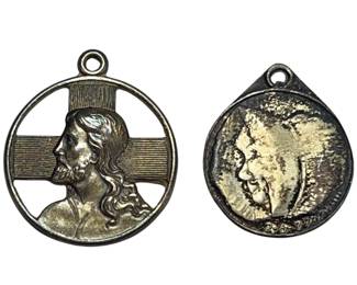 Sterling Silver Medals Charms Jesus Coin Saint