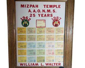 Mizpah Templar Medal + 25 Years Memberhip Receipts Award 1962-1987