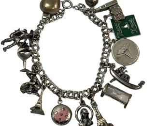 Vintage Sterling Silver Charm Bracelet & Charms 44g