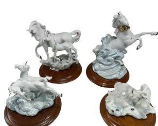 4 Hallmark Magical Unicorn Collection Porcelain Horse Figures
